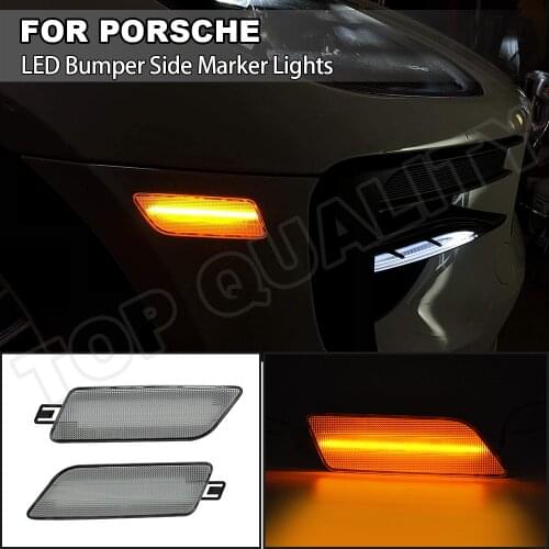 2Pcs Clear Lens Amber Car LED Bumper Side Marker Light Signal Lamp For Porsche Macan GENI 2014 2015 2016 2017 2018 2019 No Error