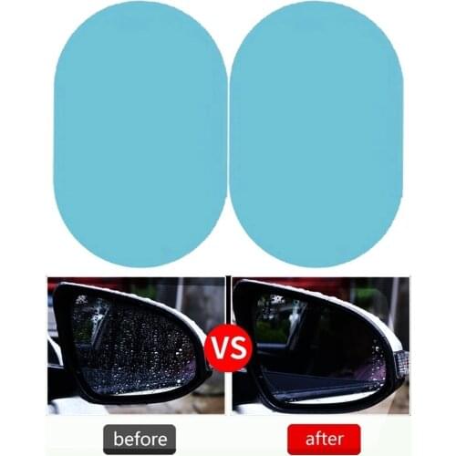 2PCs Rearview mirror rain and anti fog waterproof sticker transparent protective film car sticker car window film round oval