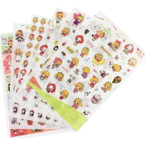 6 Sheet/pack Cute Alice girl Diary Scrapbook Calendar Notebook Label Decoration Stationery Best Gift For Children