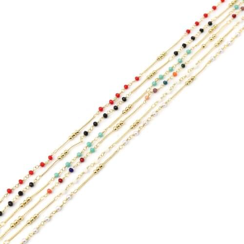 1 M New Copper & Crystal Link Curb Chain Findings Round Gold Plated Handmade Fashion Jewelry Chains 10x3mm