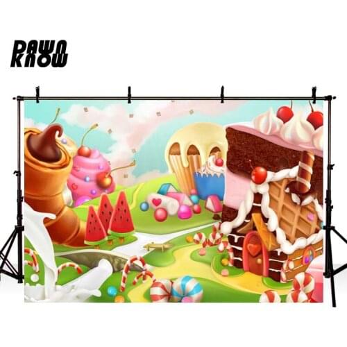 DAWNKNOW Candy Cartoon House Cake Photography Background Backdrop Newborn Photocall Baby Children Photo Shoot Studio Props GY329