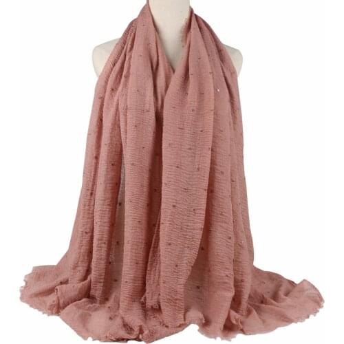 Polka dot sequins decorative Women Cotton Crinkle Crimp Hijab Scarf Long Shawl Wrap Muslim Headband shawls 180*90cm