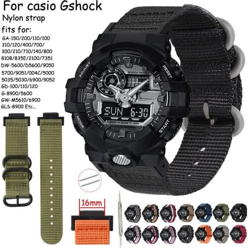 For Casio G-SHOCK DW5600 9050 5700 Watchband for Gshock GA-150 800 GD-110 G-8900 5600 Nylon Watch Band Strap w Pins