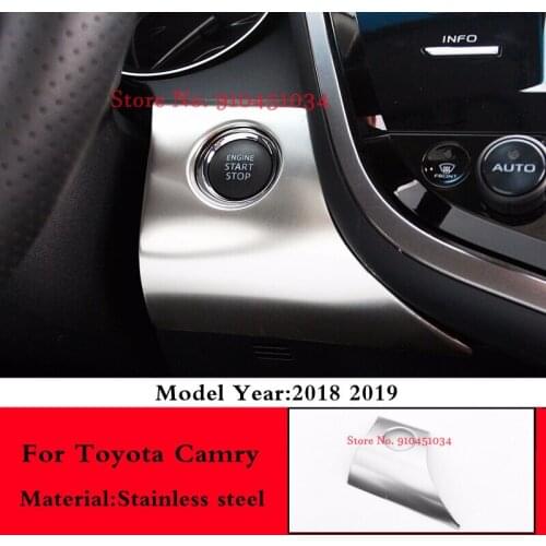 For Toyota Camry XV70 2018 2019 2020 Stainless Steel Car Key Push Button Start Stop Ignition Cover Interior Moulding Accessories