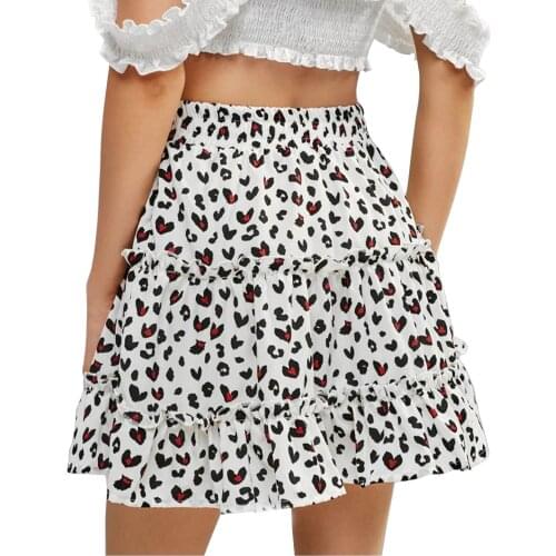 Dot Print Short Mini Skirts Women Summer Ruffle High Waist Skater Skirt Ladies Streetwear Slim Bottoms
