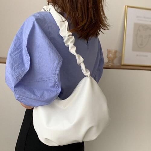 Coin Purse Solid Color Wild Pleated Handbag PU Leather Shoulder Bags Fashion Elegant Zipper Armpit Bag