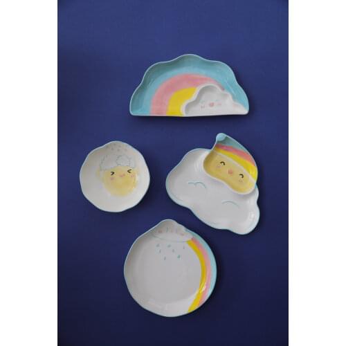 Creative Ceramic Dumpling Plate Breakfast Salad Plate Rainbow Childrens Dinner Plate Cloud Dish Fun Gift dish set CL70703