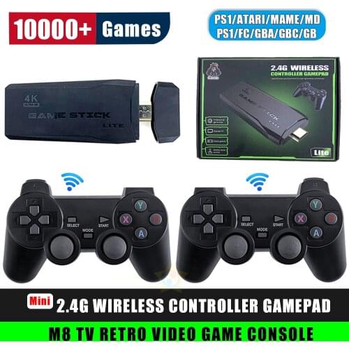 M8 TV Video Game Console HD-Compatible Output Mini Retro Game Console with 2 Wireless Controllers for MAME FC GB MD SFC