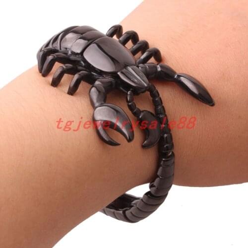 Fashion Stainless Steel Scorpion Model Casting Bangles Bracelets Strong Biker Mens Cuff Jewelry Classic Black Color 8.26"