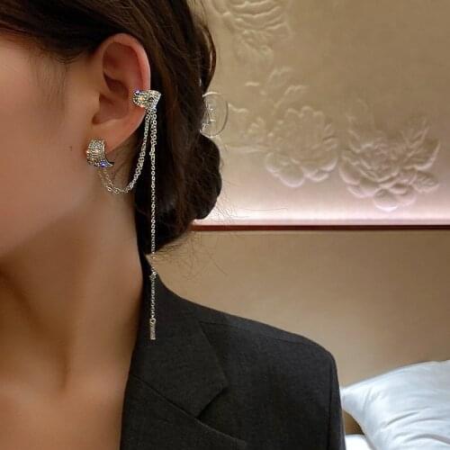 Fashion Girl Cool Girl Butterfly Earrings Ear Bone Clip Temperament Long Metal Chain Ladies Earrings Sweet Romantic Jewelry