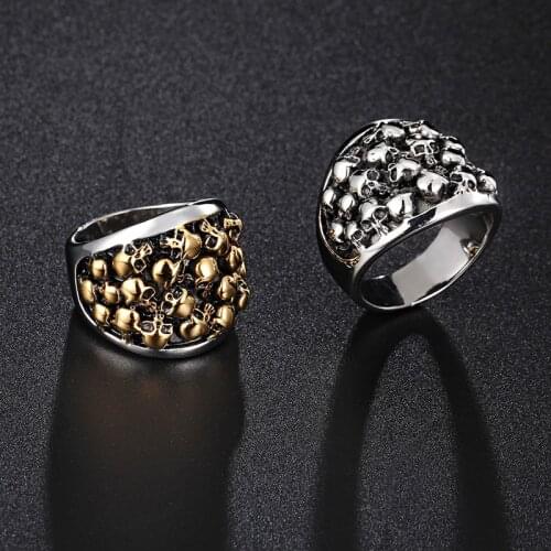 Selling mens personality trend of stainless steel skull head titanium steel ring US7-15