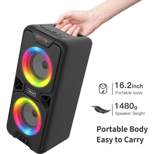 Portable Dual 4 Inch Bluetooth Speaker Wireless LED Lantern 3D Stereo Subwoofer Outdoor Square Dance Karaoke Music Home Theater