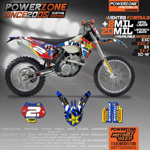 PowerZone Custom Team Graphics Backgrounds Decals 3M Stickers Kit For KTM SX SXF MX EXC XCW Enduro 125cc to 500cc 2011-2016 043