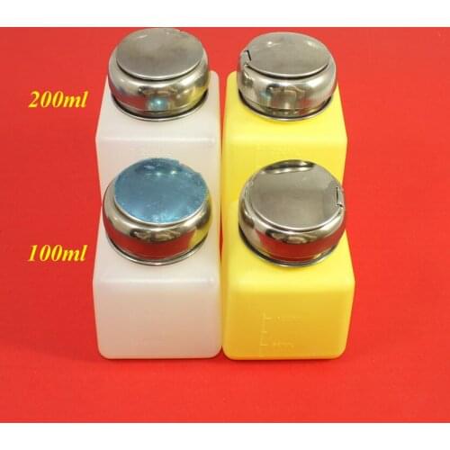100/200ml Plastic PE Anti-Static Empty Alcohol Liquid Bottle Acetone Methanol Push Down Dispenser Container Jar Organizer