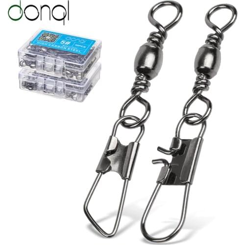 DONQL 10/20/50pcs Rolling Swivel Fishing Connector Pin Bearing Interlock Snap 1#-14# Fishhooks Lures Carp Fishing Accessories
