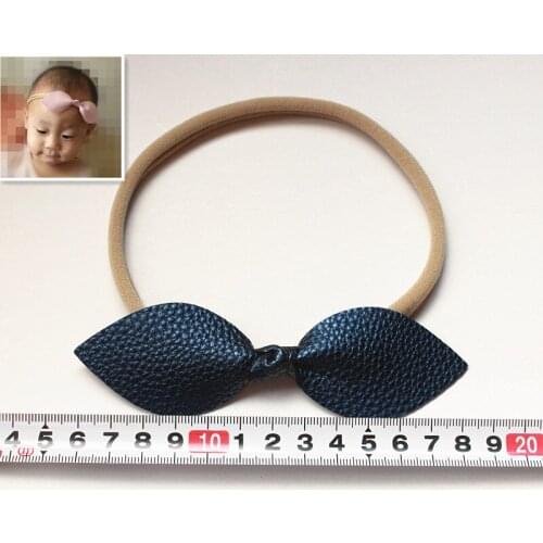 Synthetic Felt 20pcs/lot PU Leather Hairbands Rabbit Ears Kids Headbands Kawaii Kids Hairbands Girls Nylon Bands New Rabbit Ears