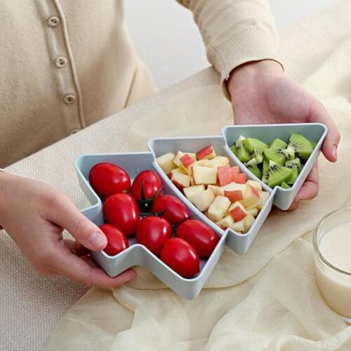 3 Girds Christmas Tree Shape Fruit Plates Dried Fruit Snack Plate Dish Plates Candy Box Tableware Durable Kitchen Supplies
