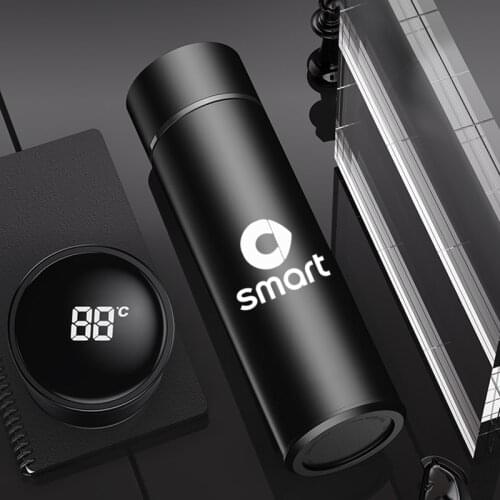500ML Stainless Steel Thermos Bottle Cup Temperature Display Vacuum Flasks For Smart 450 451 453 Fortwo Forfour Auto Accessories
