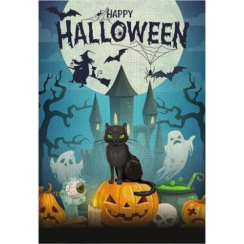 Halloween Garden Flag Pumpkin Bat Castle Ghost Pattern Flag Double-sided Printing Halloween Decoration