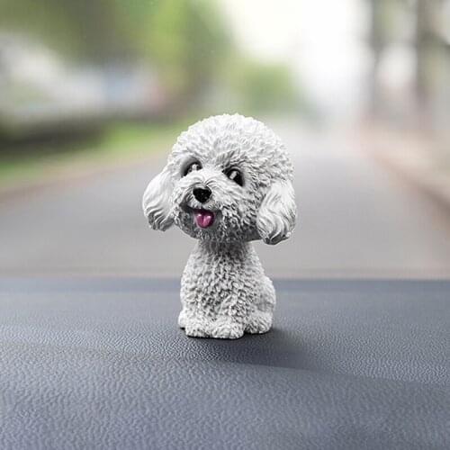 Universal Car Ornaments Shaking Head Dog Resin Cute Shaking Head Dolls Decoration Gift For Auto Interior Home Room Accessory