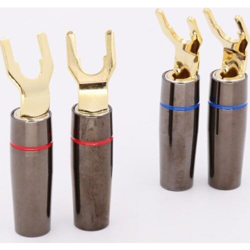 High End Performance Audiocrast Gold Plated Y Spades Connector Y speaker Plugs