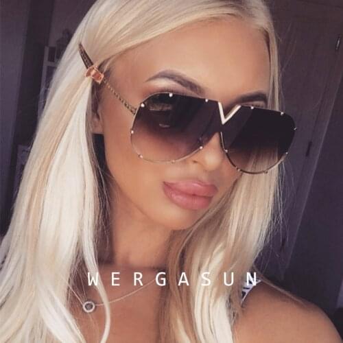 WERGASUN New Oversize Sunglasses Women Brand Designer Men Luxury Mirror Coating Sun Glasses Female Eyewear Oculos De Sol uv400