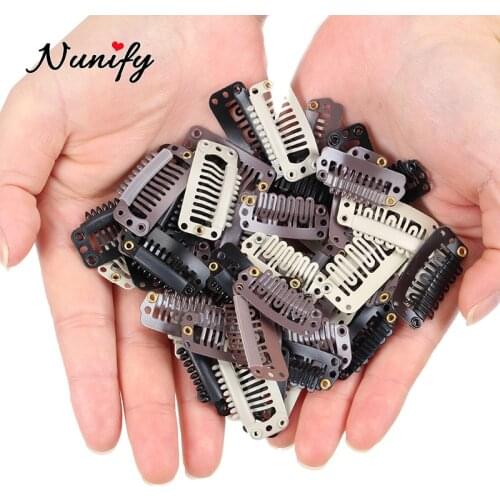 Nunify Remy Hair Clip Wonder Clips Hair Clips For Women 32Mm 9-Teeth Hair Extension Clips Stainless Steel Wig Hair Clips