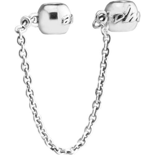 Love Always Safety Chain Charm Jewelry Making Sterling Silver Jewelry Charms For Woman Fits Beaded DIY BraceletS