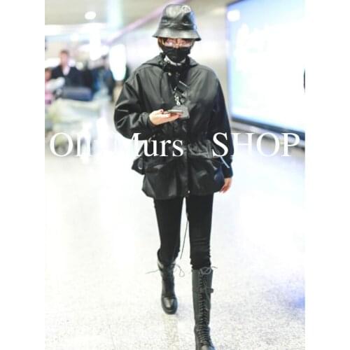 2020 New Womens Coat Fashion Casual high quality Hooded Jacket Andes Tooling wind big pocket drawstring waist jacket