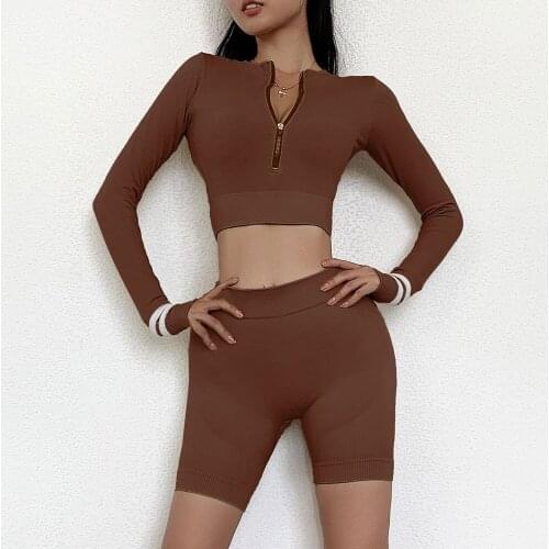 Women Sportswear Seamless Running Yoga Set Gym Fitness Clothing Workout Leggings Top Yoga Suit Sport Clothes Training Tight