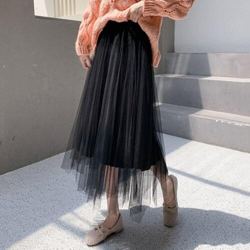 Womens Vintage Clothes Long Skirts Black Harajuku High Waist Streetwear 2021 fall winter Fashion Elastic Preppy Style Midi Skirt