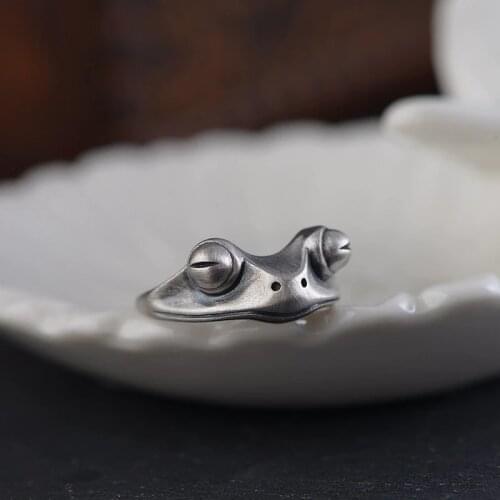 925 Sterling Silver women cute frog ring rings jewelry A4343