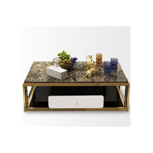 Natural glass Stainless steel Coffee Table Living Room Home Furniture minimalist modern rectangle mesas de centro table basse