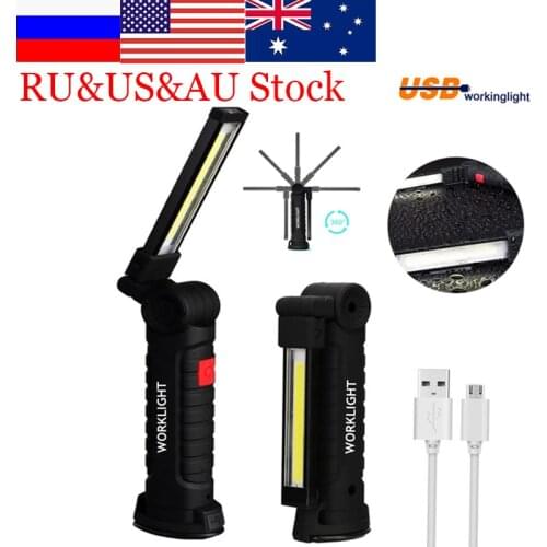 Zk20 USB Rechargeable LED Flashlight Collapsible COB Portable Woring Light Magnetic Base Hook Inspection Repairing Camping Lamp