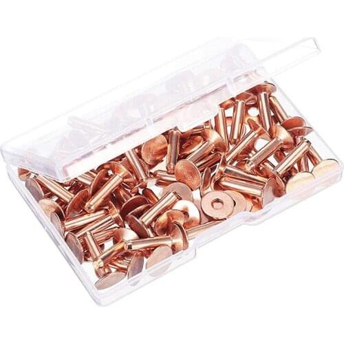 100 Sets Copper Rivets and Burrs Washers Leather Copper Rivet Fastener for Collars Leather DIY Craft Supplies