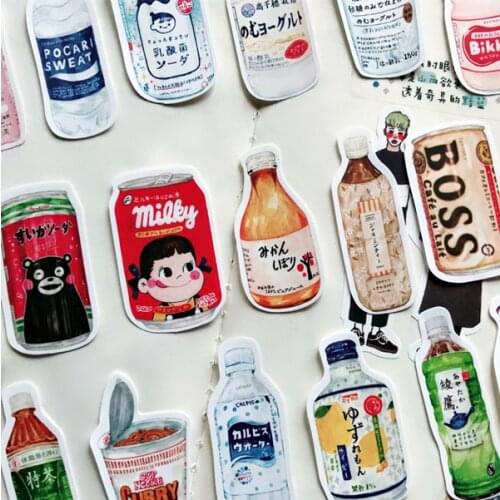 28Pcs/pack Hand-painted Japanese snacks drink food docoration planner diary sticker DIY Scrapbooking Album label Sticker escolar