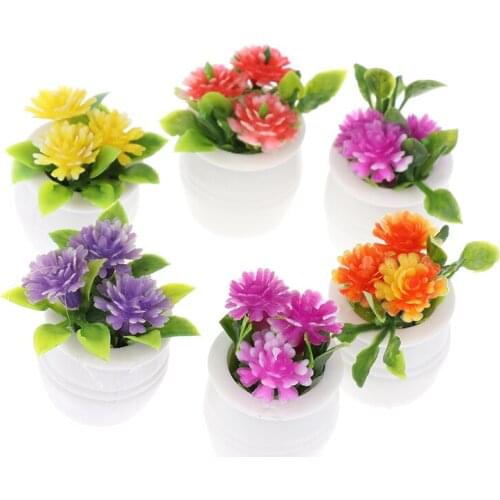 3pcs 1:12 Dollhouse Miniature Green Plant In Pot Simulation Potted plants