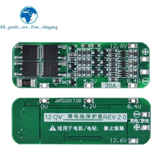 3S 20A Li-ion Lithium Battery 18650 Charger PCB BMS Protection Board For Drill Motor 12.6V Lipo Cell Module 64x20x3.4mm