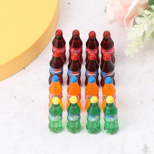 4PCS 1/6 1/12 Dollhouse Miniature Mini Coke Fanta Sprite Water Bottle Beverage Model fo Dollhouse Kitchen Food Toy