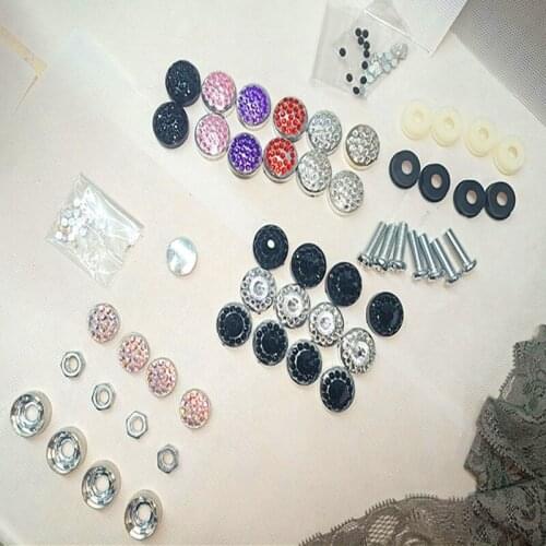 4 Pcs Diamond Plate Frame Anti-theft Nut Screw License Plate Tray Fxing Bolt Rhinestone Nut Cap