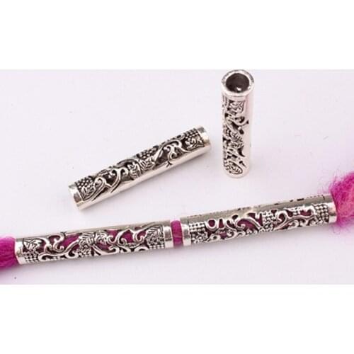 5 Pcs/set Pendant Dreadlock Cuffs Braid Beads Necklace Beard Tubes Antique DIY Bracelet Alloy Fashion Accessories Gifts