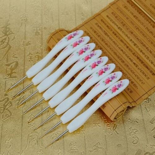 8pcs Different Size Soft Handle Crochet Hooks Flowers Aluminium Crochet Hook Knitting Needls Set Weave Craft Yarn Sewing Needle