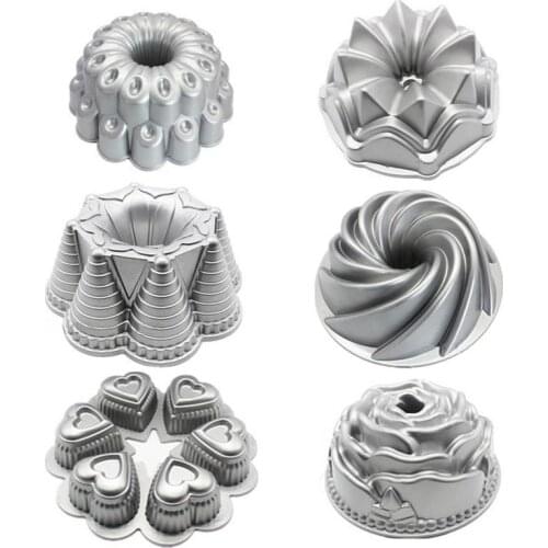 Aluminum Die Cast Heavy Cake Pan Non Stick Cake Mold Metal DIY Kitchen Supplies Bakeware 6 Shapes