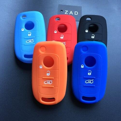 ZAD Car Key Case Cover For Fiat 500X Toro Tipo Egea 3Button Remote Holder Flip Folding Silicone Protector For Dodge Neon Key
