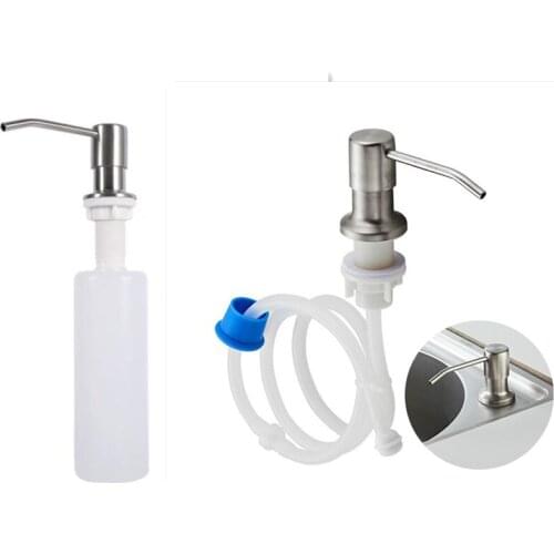 Stainless Steel Sink Soap Dispenser Pump Head Detachable Extension Silicone Tube Hand Washing Cleaning Soap Dispenser