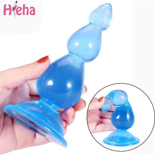 Erotic Soft Jelly Anal Dildo Realistic Suction Cup Dildo Sex Toys for Woman Vaginal G-spot Stimulator Butt Plug Backyard Bead