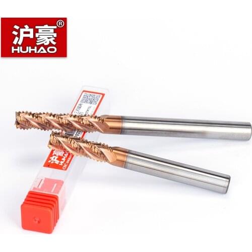HUHAO HRC55 Import Tungsten Steel Solid Carbide Milling Cutter 4 Flutes Coarse End Mill Wave Edge Router Bit For Metal CNC Tool
