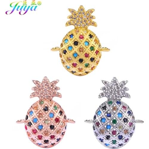 Juya DIY Jewelry Findings Colorful Stones Insert Pineapple Charm Connectors Accessories For Handmade Women Kids Bracelets Making