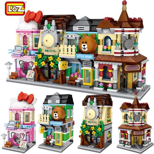 City View Scene Cinema Retail Store Candy Shop Architectures Mini Blocks Models Building Blocks Christmas Toy for Children