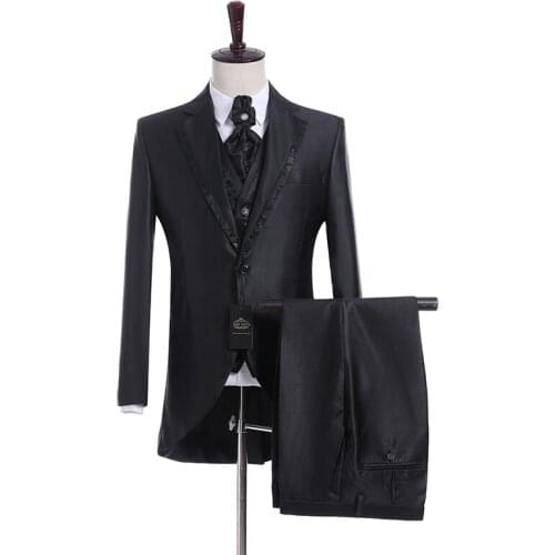 Handsome Groomsmen Wool blend Groom Tuxedos Mens Wedding Dress Man Jacket Blazer Prom Dinner (Jacket+Pants+Tie+Vest) A23